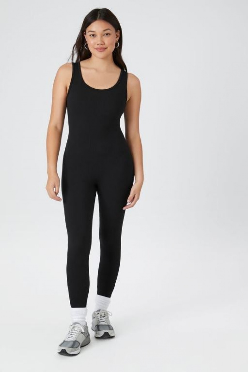 Jumpsuits Forever 21 Acanalado Sleeveless Jumpsuit Mujer Negras | jBeIL4YyKel