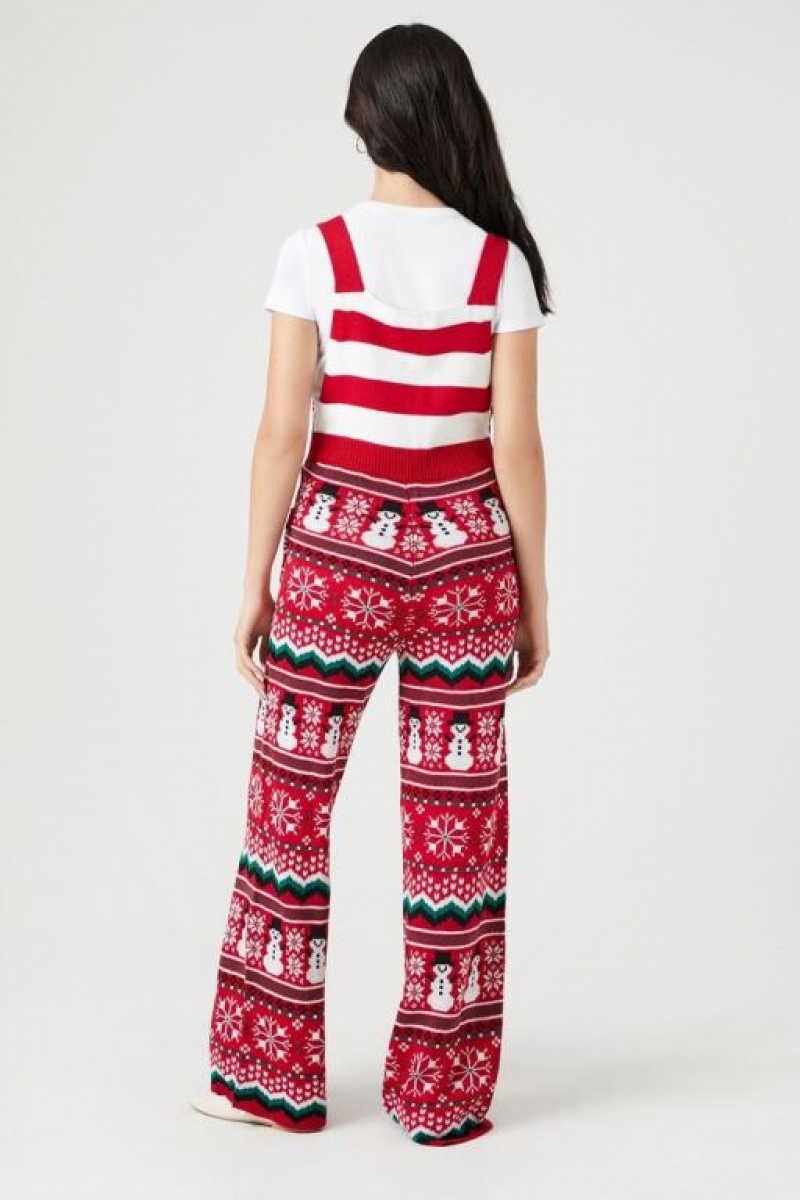 Jumpsuits Forever 21 Christmas Fair Isle Knit Overalls Mujer Rojas Multicolor | qMSaQeF0klx