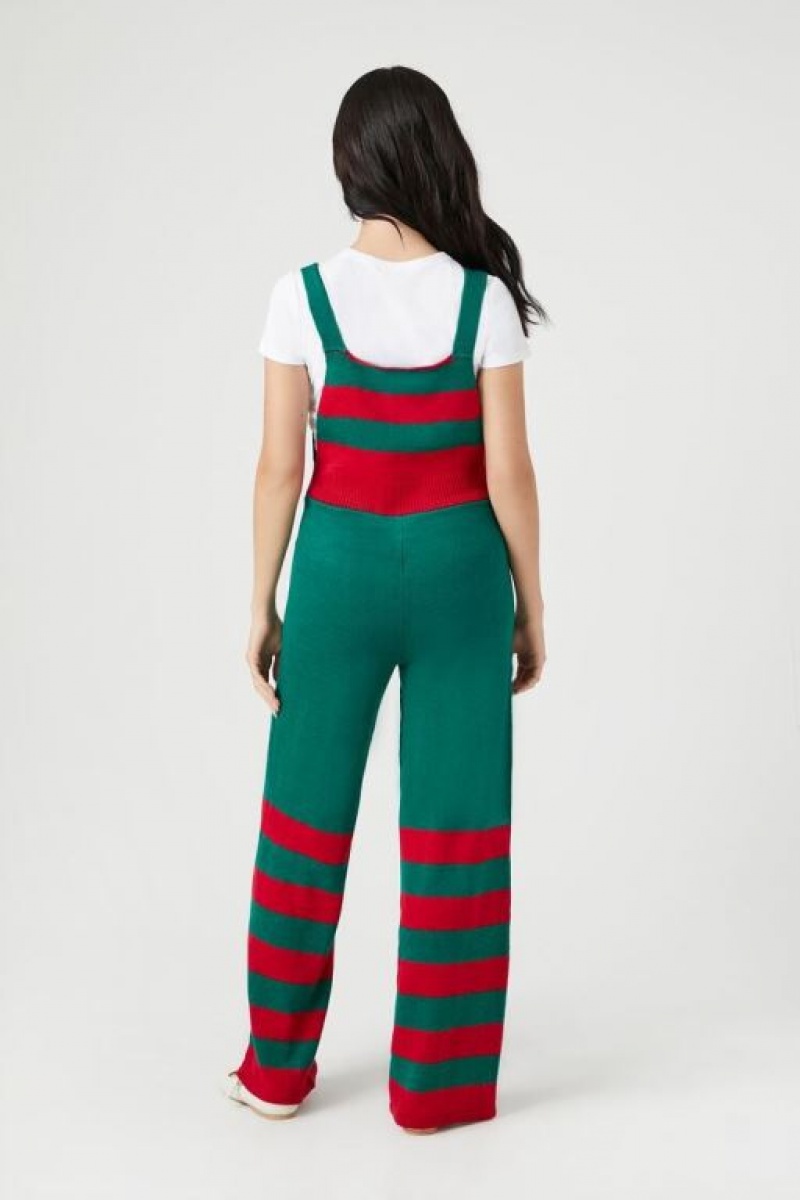 Jumpsuits Forever 21 Christmas Knit Overalls Mujer Verde Multicolor | IWKU9xcCi5T