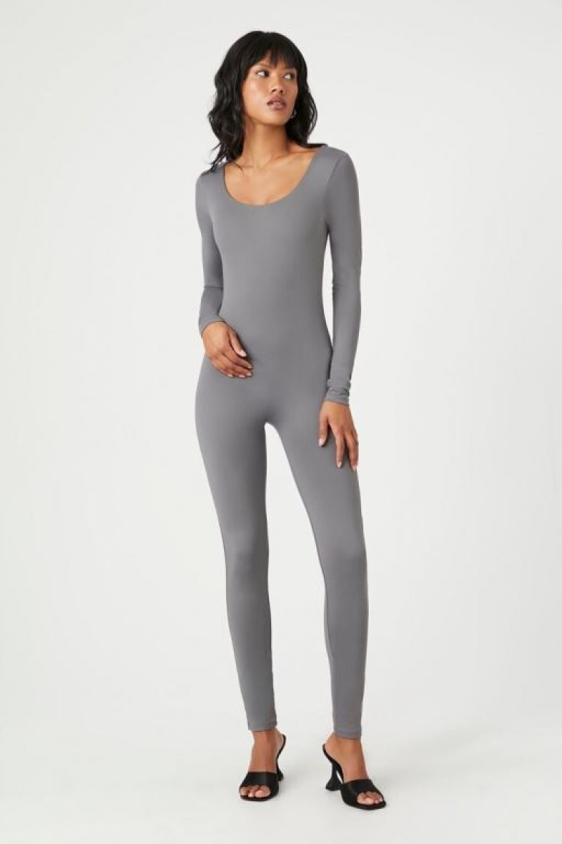 Jumpsuits Forever 21 Contour Long Sleeve Jumpsuit Mujer Gris | kwqqyo1IAXE