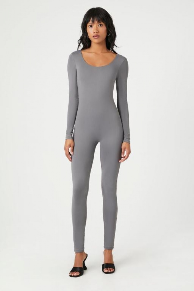 Jumpsuits Forever 21 Contour Long Sleeve Jumpsuit Mujer Gris | kwqqyo1IAXE