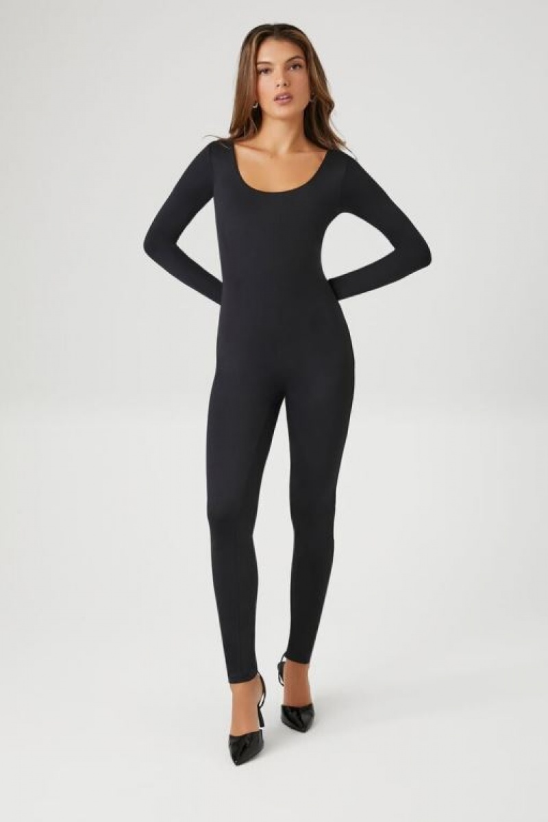 Jumpsuits Forever 21 Contour Long Sleeve Jumpsuit Mujer Negras | lOvGfnXiUCJ