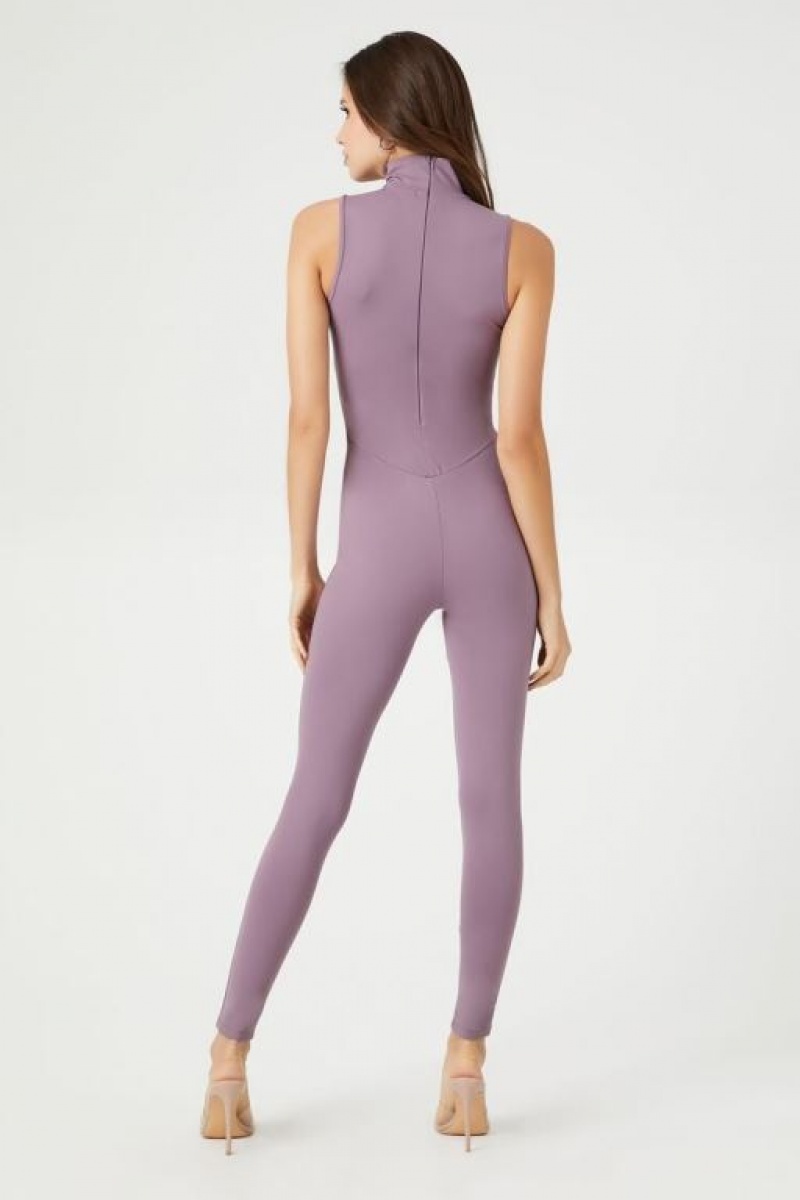 Jumpsuits Forever 21 Contour Mock Neck Jumpsuit Mujer Moradas | r9GUUZCl9bY