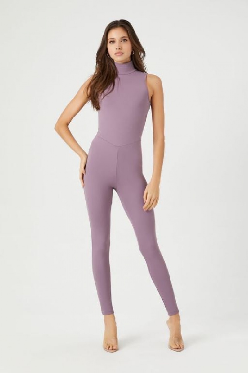 Jumpsuits Forever 21 Contour Mock Neck Jumpsuit Mujer Moradas | r9GUUZCl9bY