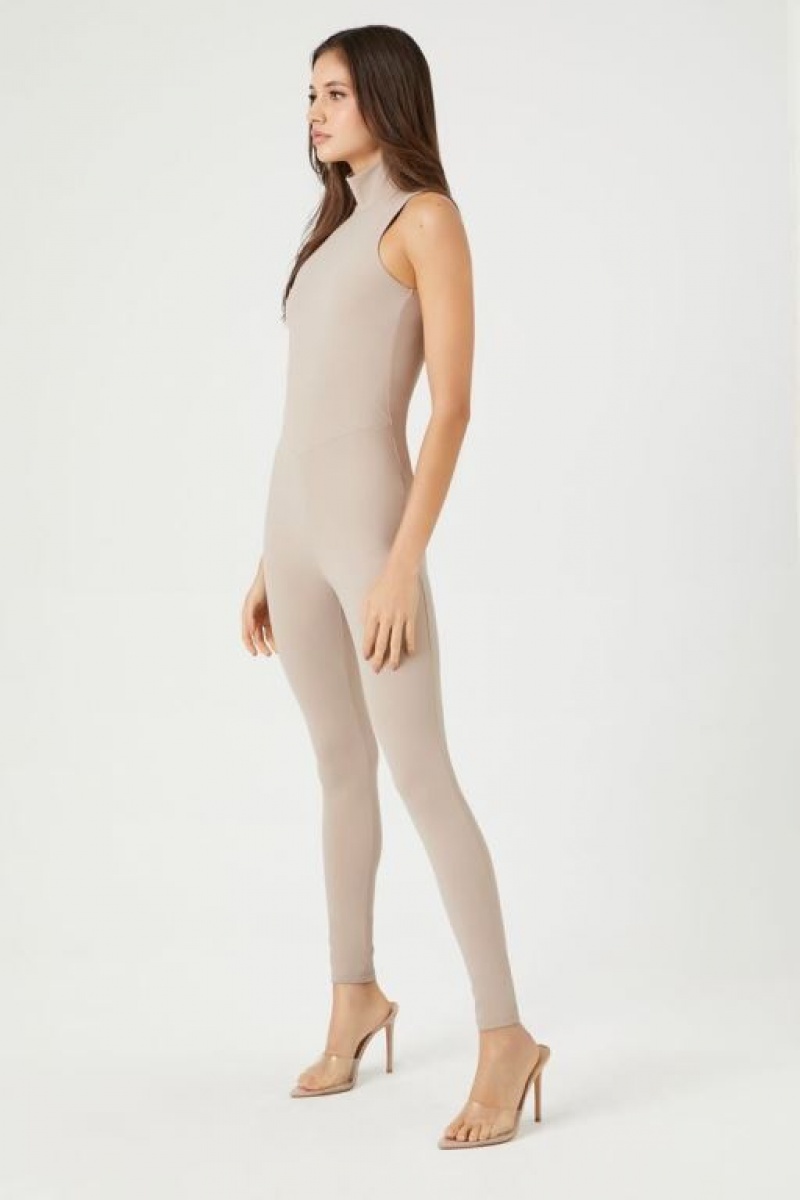 Jumpsuits Forever 21 Contour Mock Neck Jumpsuit Mujer Goat | CWYMGQ3QxNs