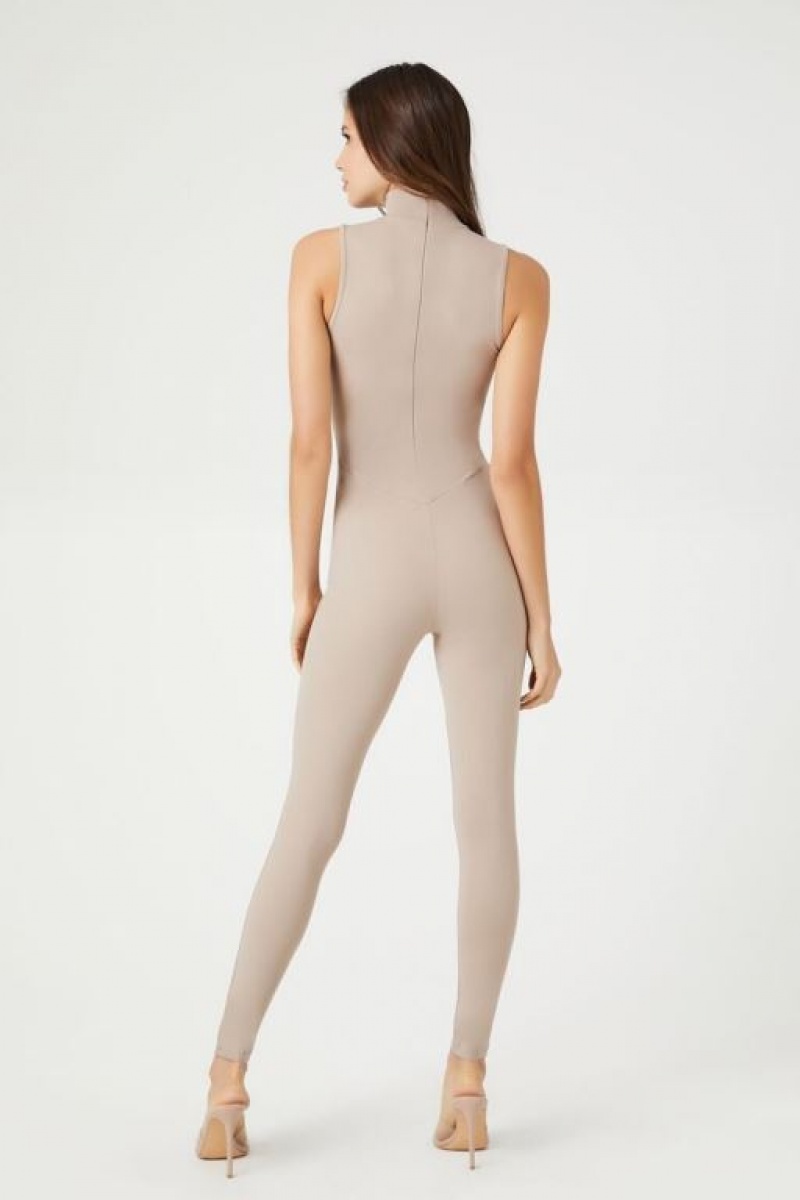 Jumpsuits Forever 21 Contour Mock Neck Jumpsuit Mujer Goat | CWYMGQ3QxNs