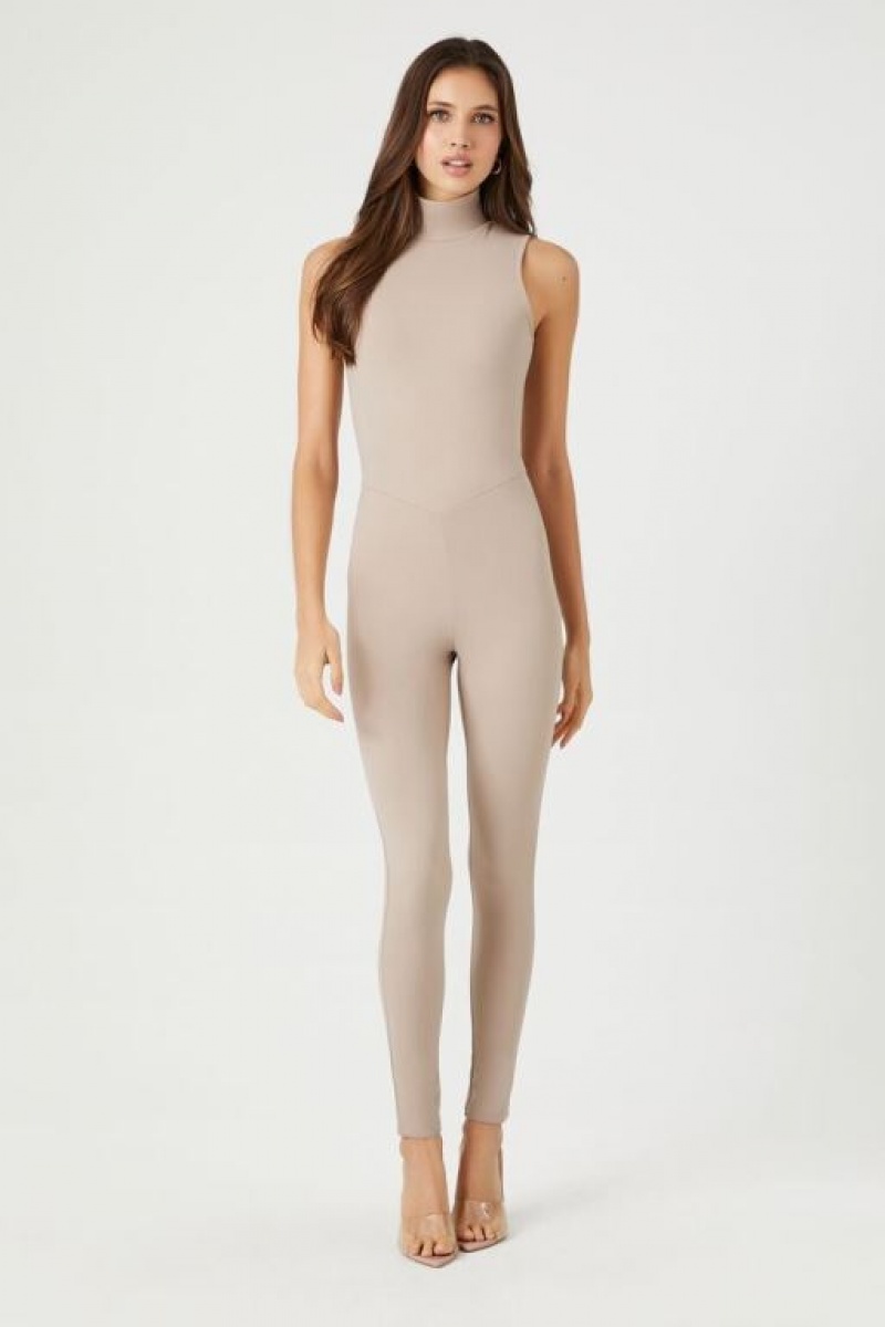 Jumpsuits Forever 21 Contour Mock Neck Jumpsuit Mujer Goat | CWYMGQ3QxNs