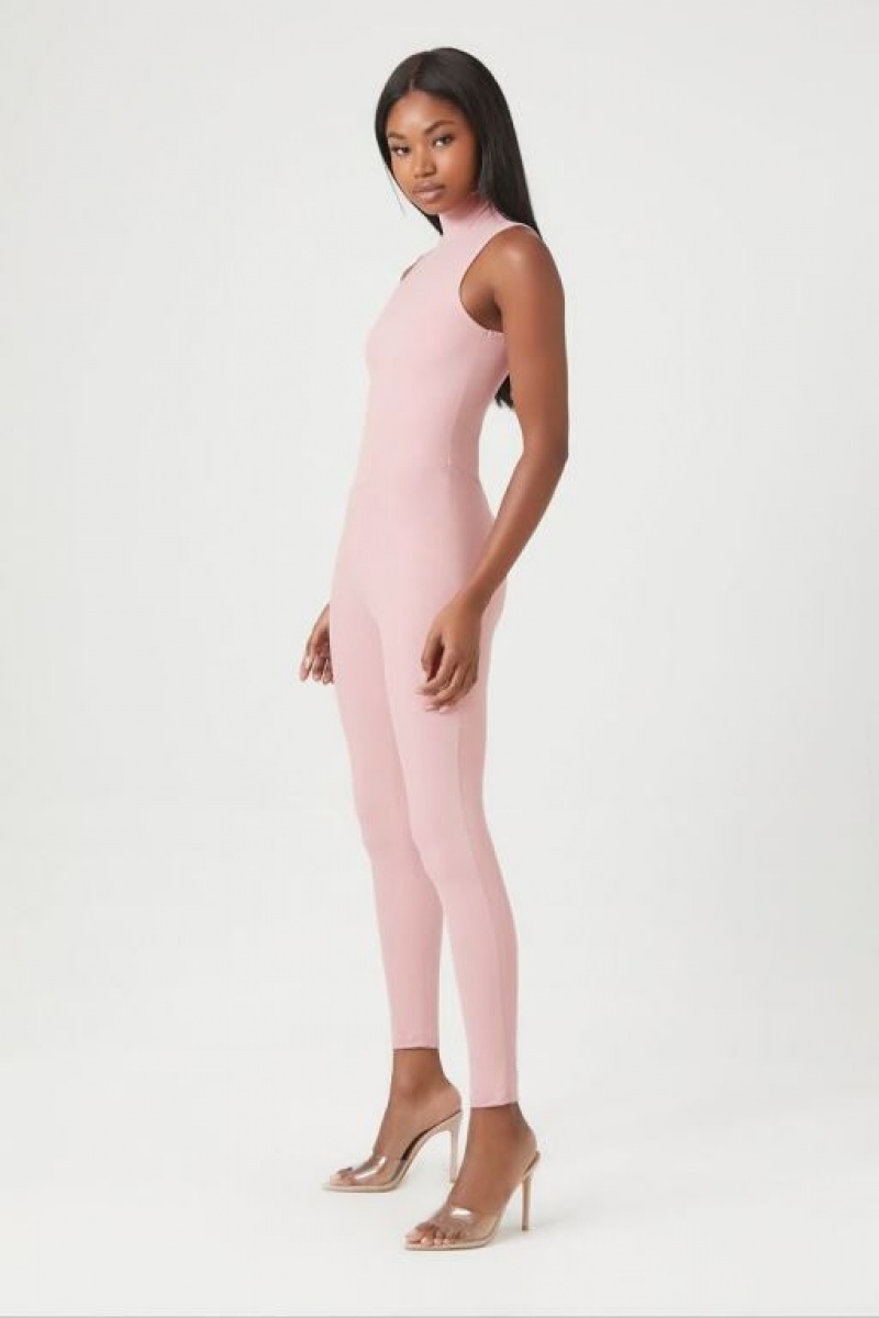 Jumpsuits Forever 21 Contour Mock Neck Jumpsuit Mujer Moradas | WPbF2zqVYQE