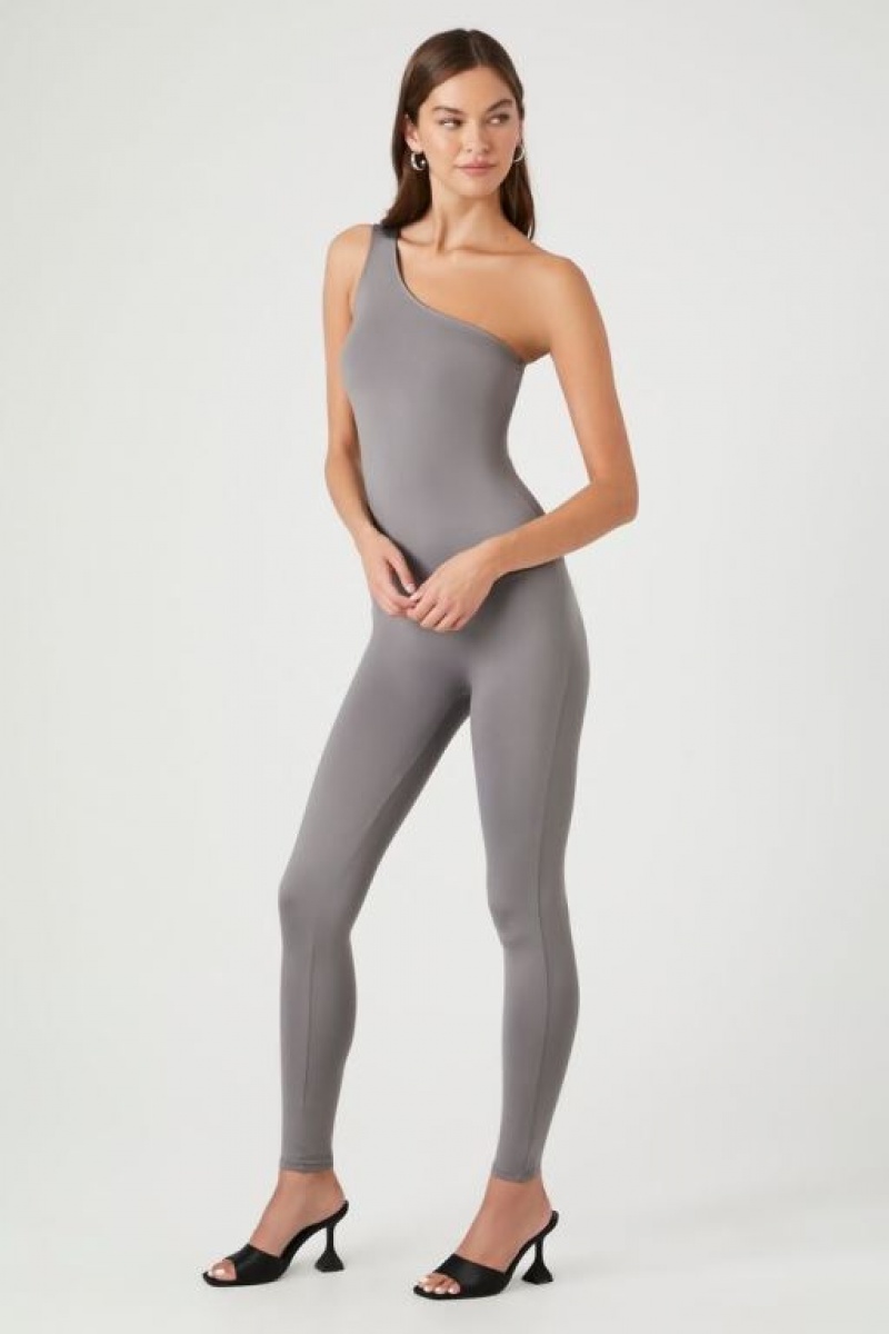 Jumpsuits Forever 21 Contour One Shoulder Jumpsuit Mujer Gris | daVjUiiBPVd