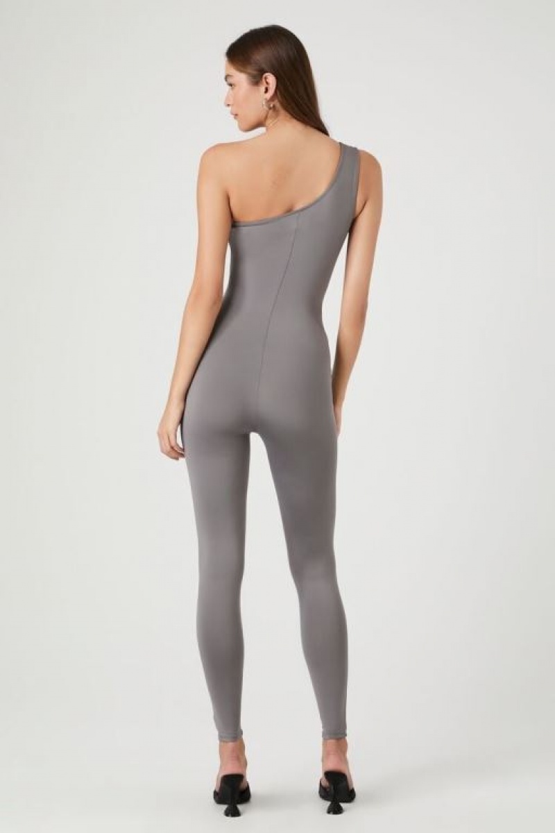 Jumpsuits Forever 21 Contour One Shoulder Jumpsuit Mujer Gris | daVjUiiBPVd