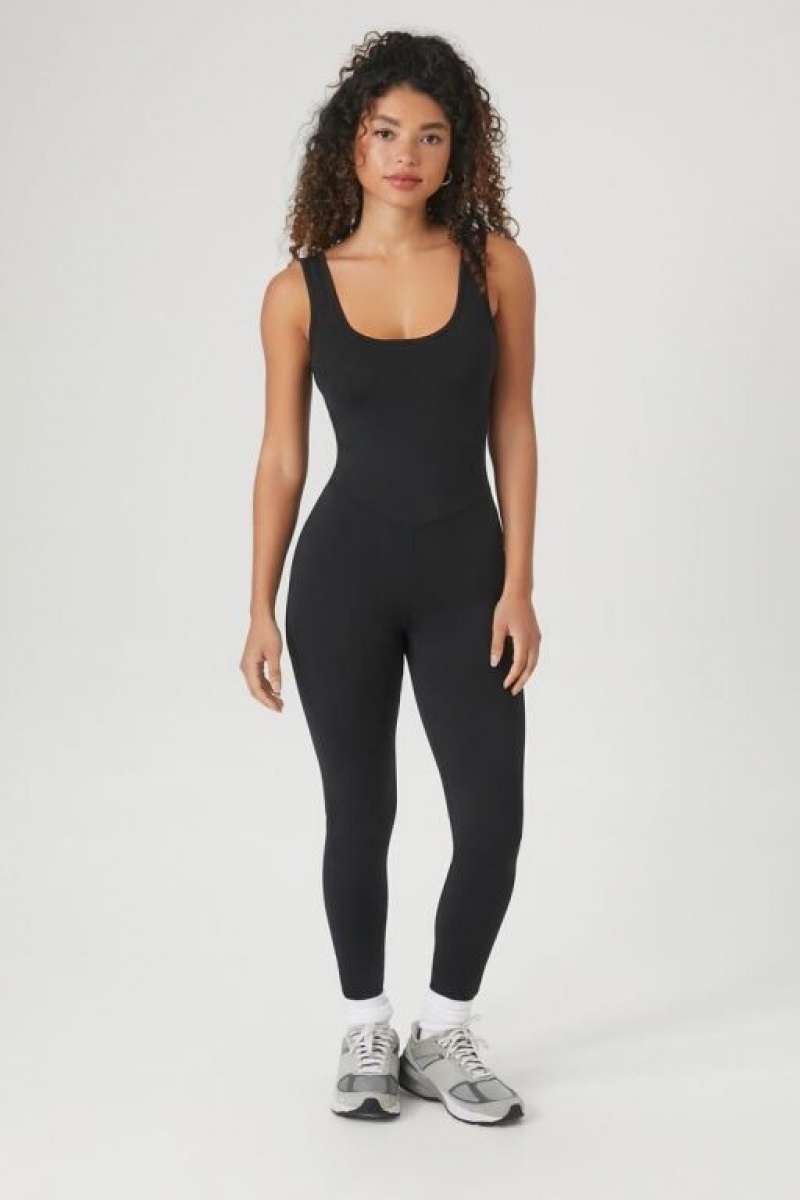 Jumpsuits Forever 21 Contour Scoop Tank Jumpsuit Mujer Negras | Dx5MbzZoRfD