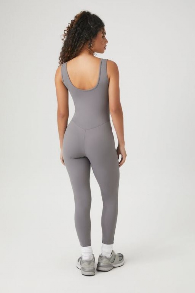 Jumpsuits Forever 21 Contour Scoop Tank Jumpsuit Mujer Gris | QuOuAnreqCn