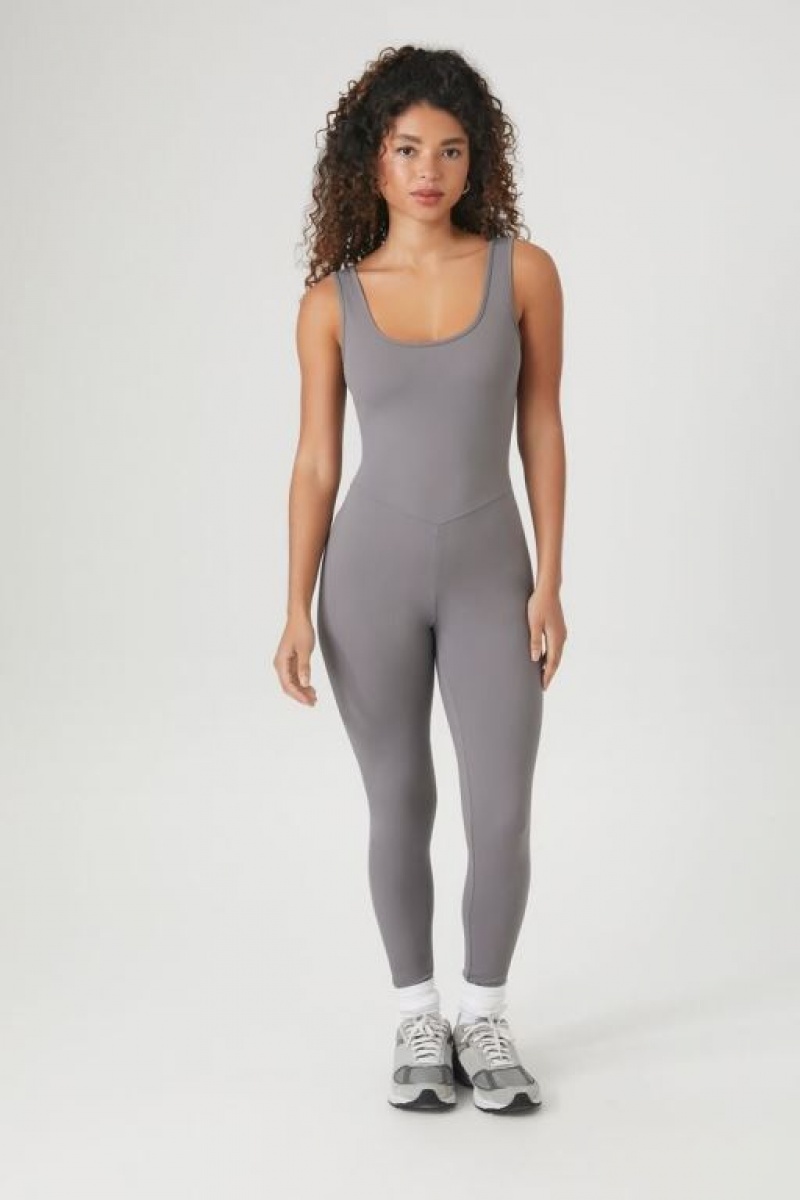 Jumpsuits Forever 21 Contour Scoop Tank Jumpsuit Mujer Gris | QuOuAnreqCn