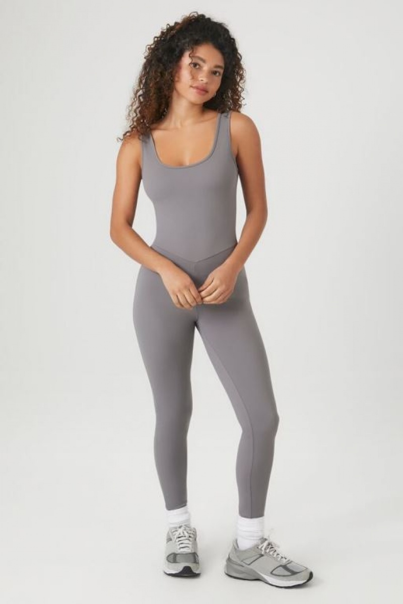 Jumpsuits Forever 21 Contour Scoop Tank Jumpsuit Mujer Gris | QuOuAnreqCn