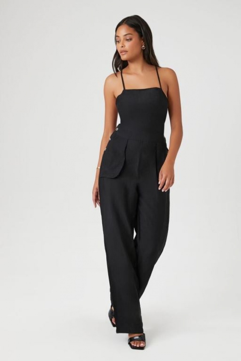 Jumpsuits Forever 21 Crisscross Cami Directo Leg Jumpsuit Mujer Negras | aOAWhvqYyjm