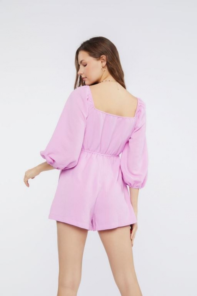 Jumpsuits Forever 21 Cutout Tie Front Romper Mujer Wisteria | 5pmg5L4vU9E