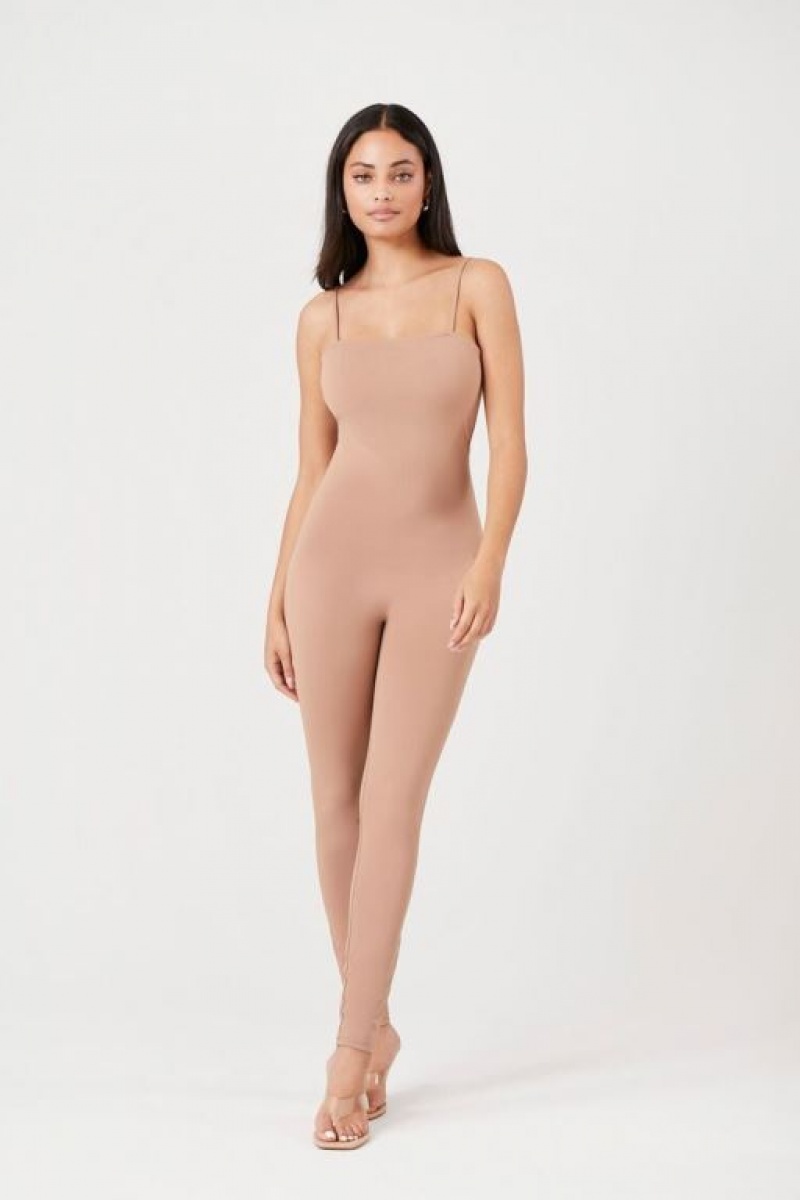 Jumpsuits Forever 21 Fitted Cami Jumpsuit Mujer Cocoa | HnOp8zJGsNw