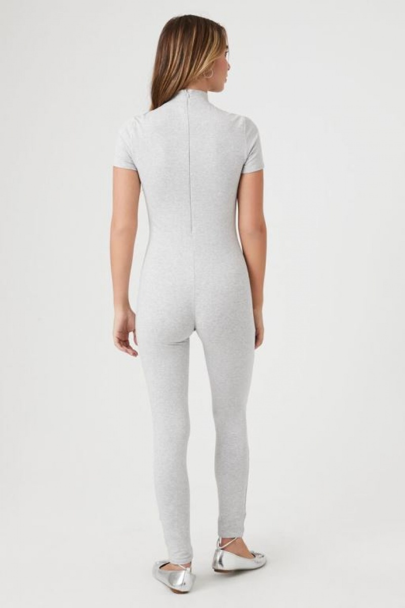 Jumpsuits Forever 21 Fitted Mock Neck Jumpsuit Mujer Gris | 7HEUIkHdBQY