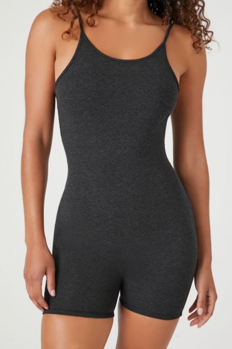 Jumpsuits Forever 21 Fitted Scoop Neck Cami Romper Mujer Gris | iQGxFawH7yi