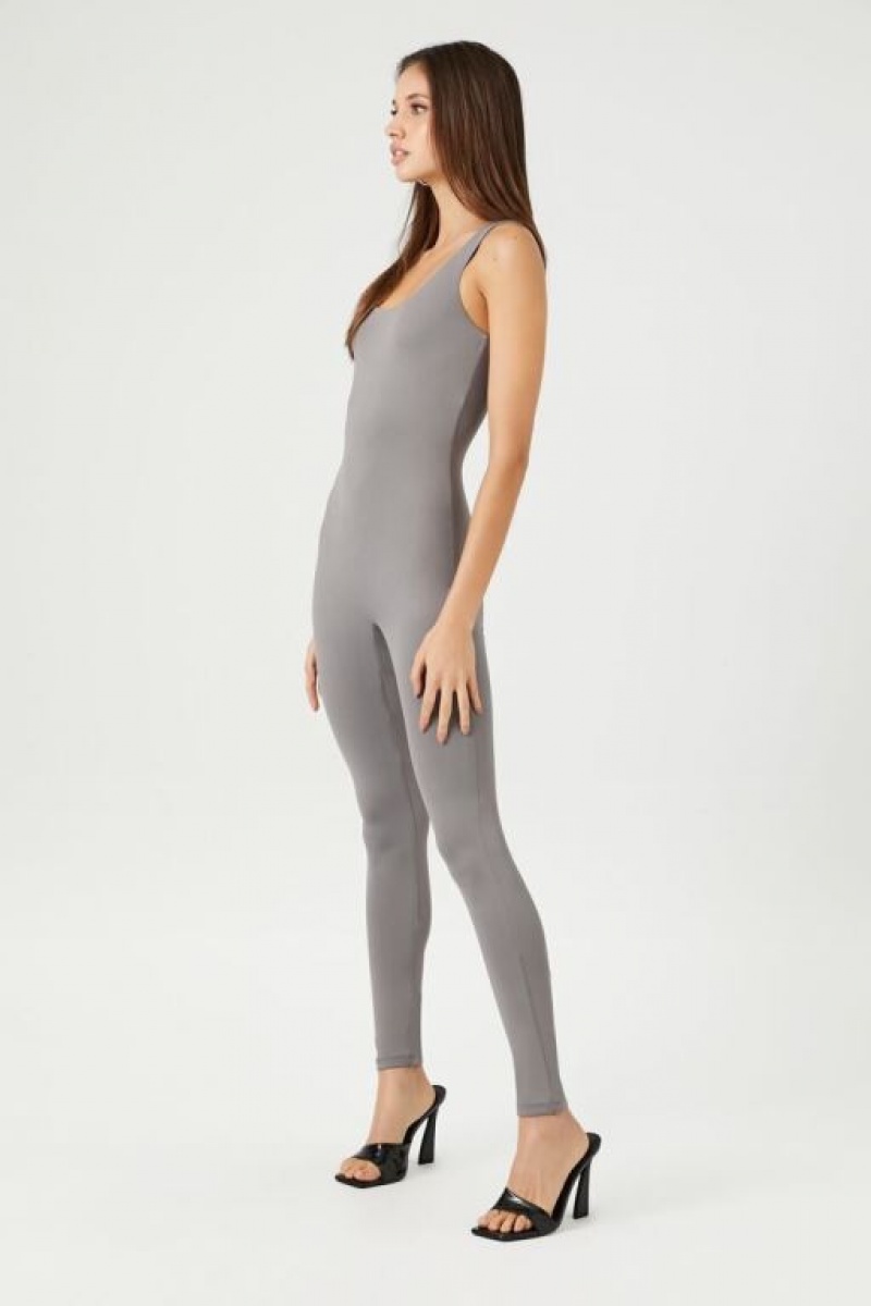 Jumpsuits Forever 21 Fitted Tank Jumpsuit Mujer Gris Oscuro | VnoTAHwYXcU