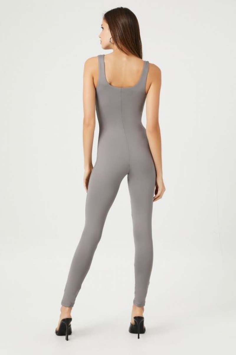 Jumpsuits Forever 21 Fitted Tank Jumpsuit Mujer Gris Oscuro | VnoTAHwYXcU