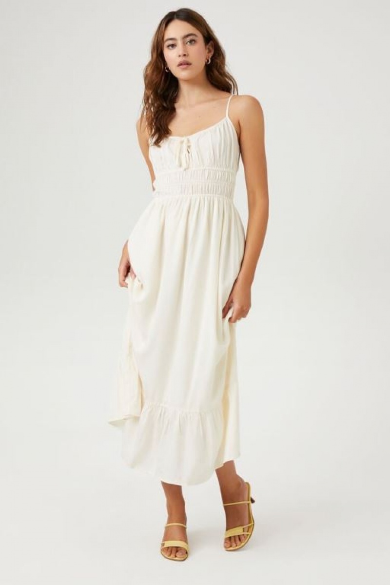 Jumpsuits Forever 21 Flounce Hem Midi Mujer Blancas | js2BTbrZXbW