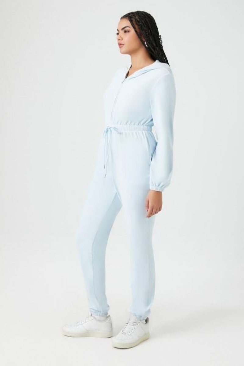 Jumpsuits Forever 21 Hooded Long Sleeve Jumpsuit Mujer Azules | yjdx3MMnpVv