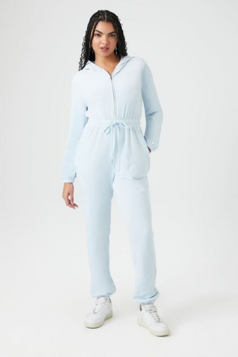 Jumpsuits Forever 21 Hooded Long Sleeve Jumpsuit Mujer Azules | yjdx3MMnpVv