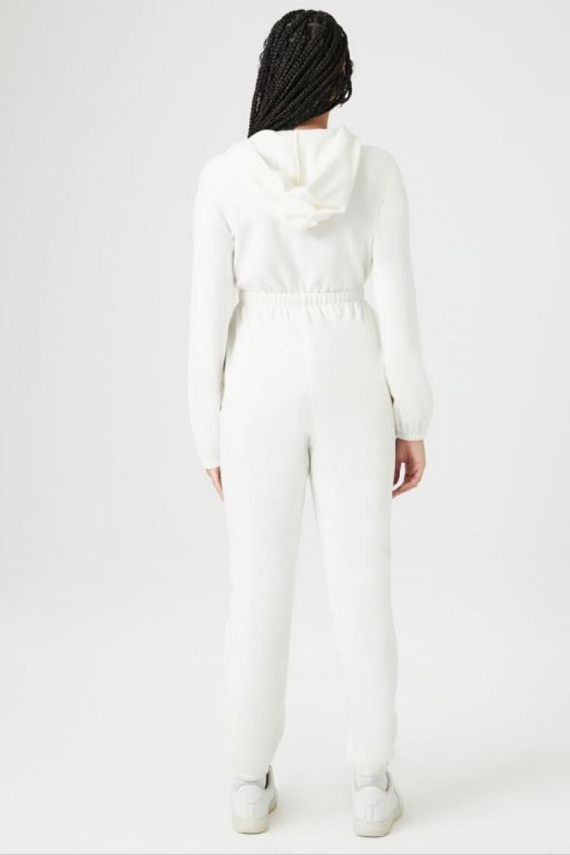 Jumpsuits Forever 21 Hooded Long Sleeve Jumpsuit Mujer Blancas | mnmlHpyEFSc