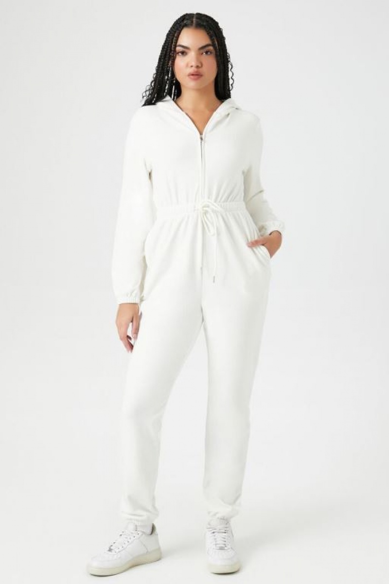 Jumpsuits Forever 21 Hooded Long Sleeve Jumpsuit Mujer Blancas | mnmlHpyEFSc