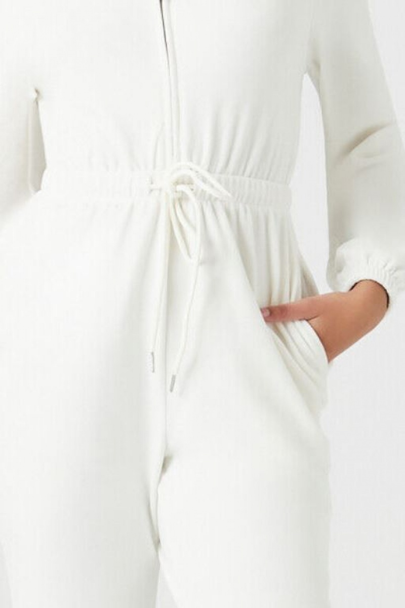 Jumpsuits Forever 21 Hooded Long Sleeve Jumpsuit Mujer Blancas | mnmlHpyEFSc