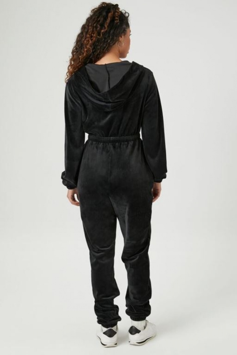 Jumpsuits Forever 21 Hooded Long Sleeve Jumpsuit Mujer Negras | gwdoPet5kcg