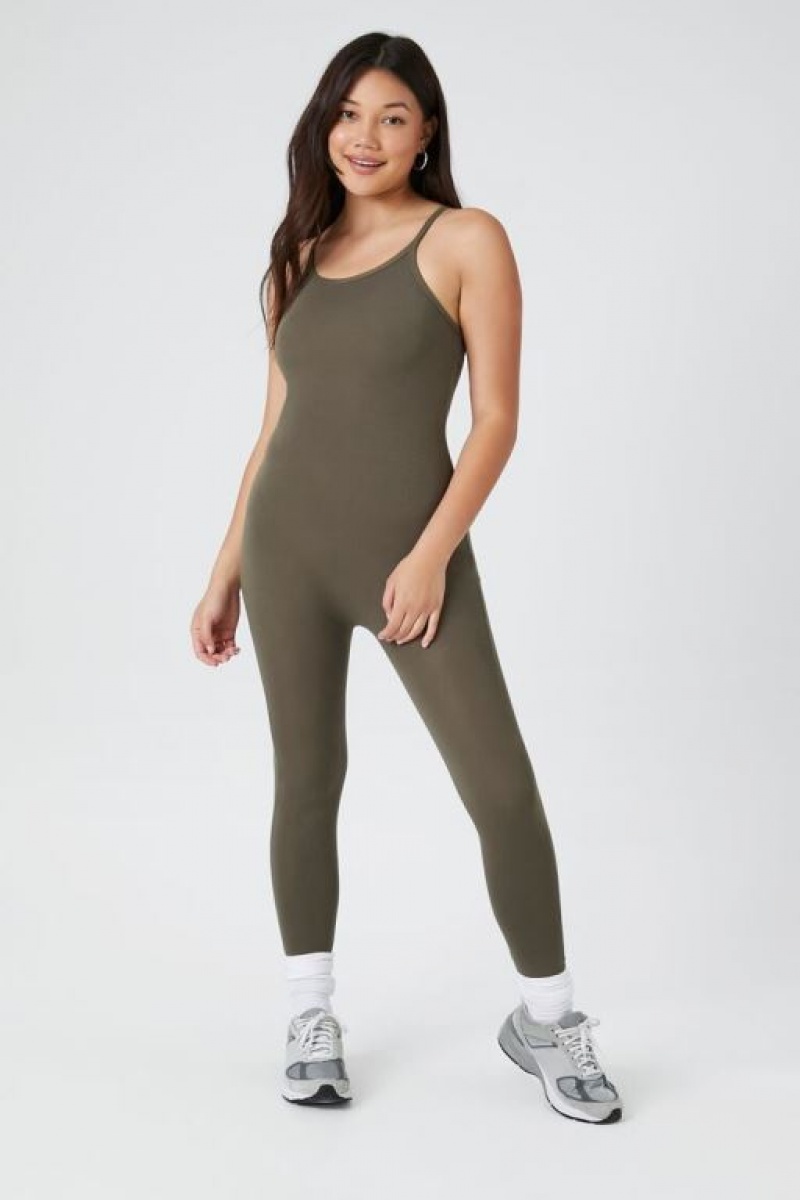 Jumpsuits Forever 21 Jersey Knit Cami Jumpsuit Mujer Verde Oliva | yeWQP2f6IUv