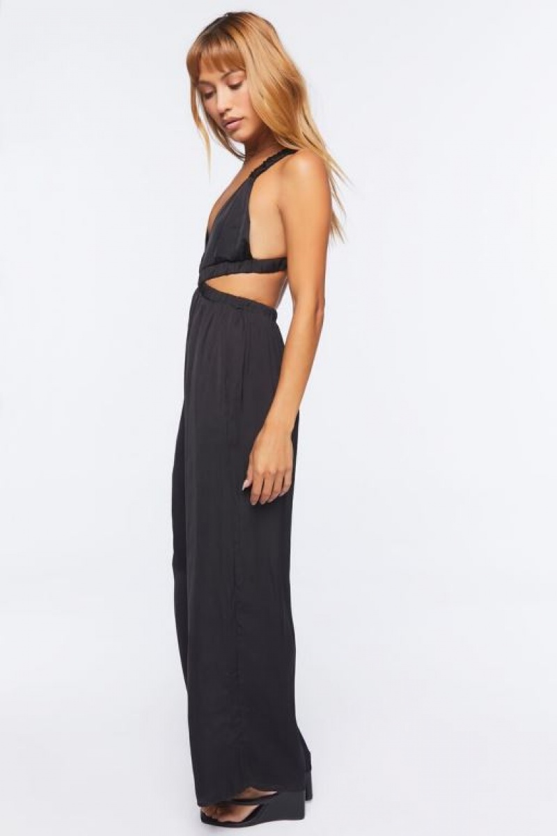 Jumpsuits Forever 21 Plunging Cutout Jumpsuit Mujer Negras | krLyBnCiR87