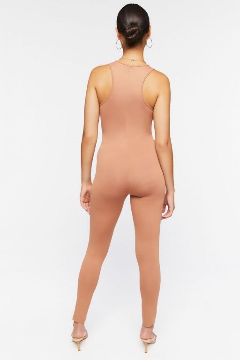 Jumpsuits Forever 21 Racerback Tank Jumpsuit Mujer Cocoa | rkLAFkBFa5X