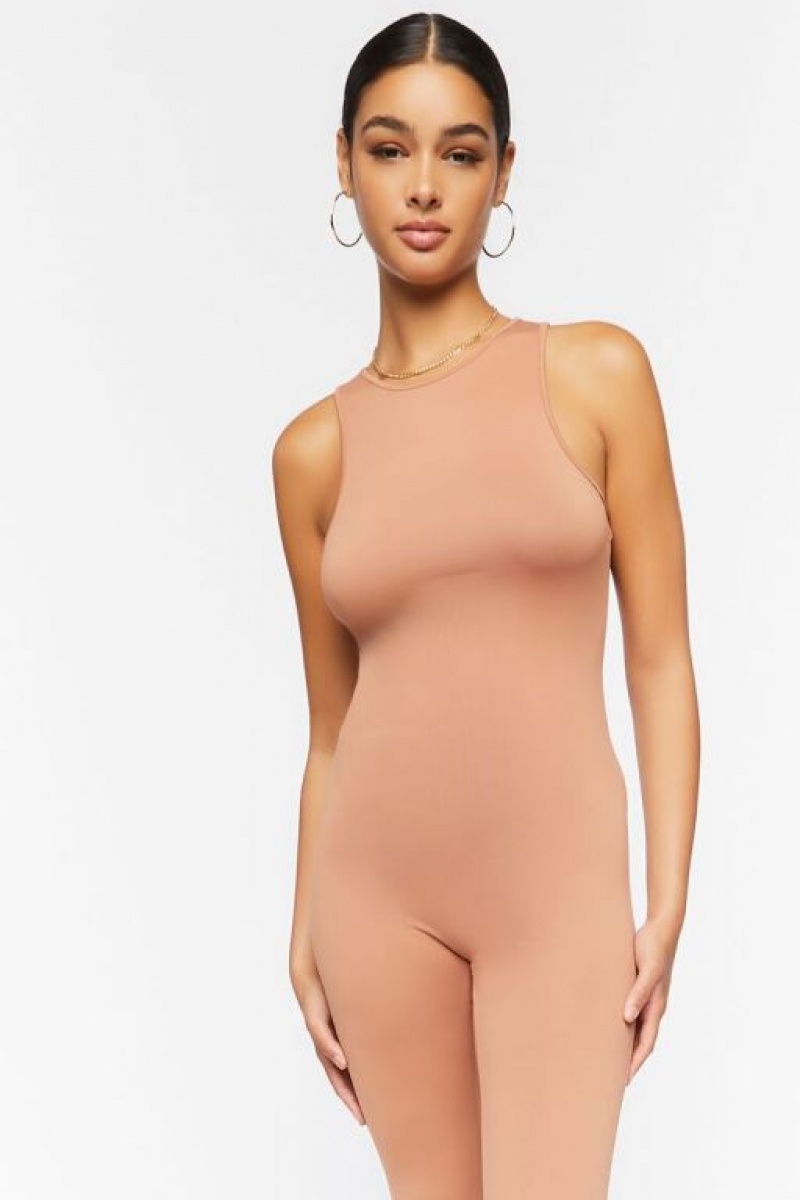 Jumpsuits Forever 21 Racerback Tank Jumpsuit Mujer Cocoa | rkLAFkBFa5X