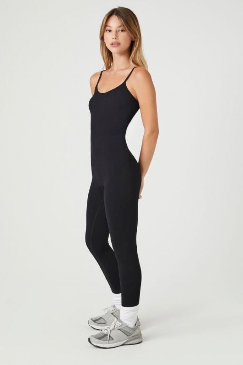 Jumpsuits Forever 21 Seamless Acanalado Knit Jumpsuit Mujer Negras | OPYbpQ7ywqG