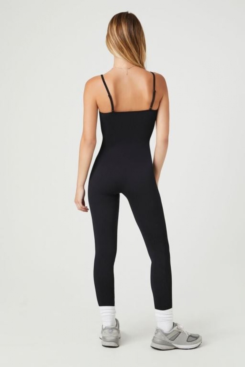 Jumpsuits Forever 21 Seamless Acanalado Knit Jumpsuit Mujer Negras | OPYbpQ7ywqG