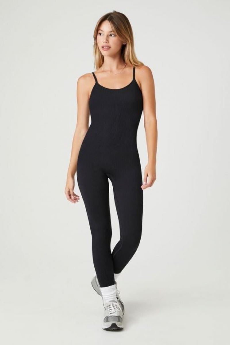 Jumpsuits Forever 21 Seamless Acanalado Knit Jumpsuit Mujer Negras | OPYbpQ7ywqG