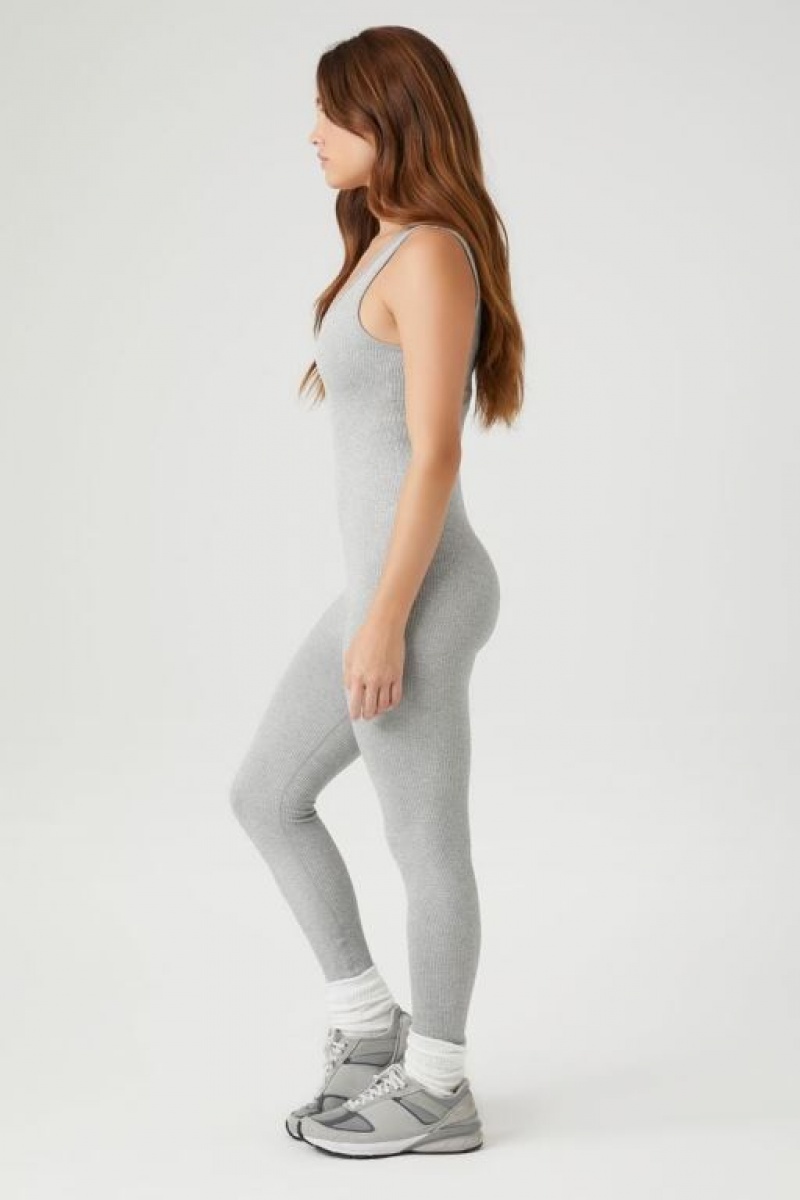 Jumpsuits Forever 21 Seamless Fitted Jumpsuit Mujer Gris | Wa6UhBS56RG