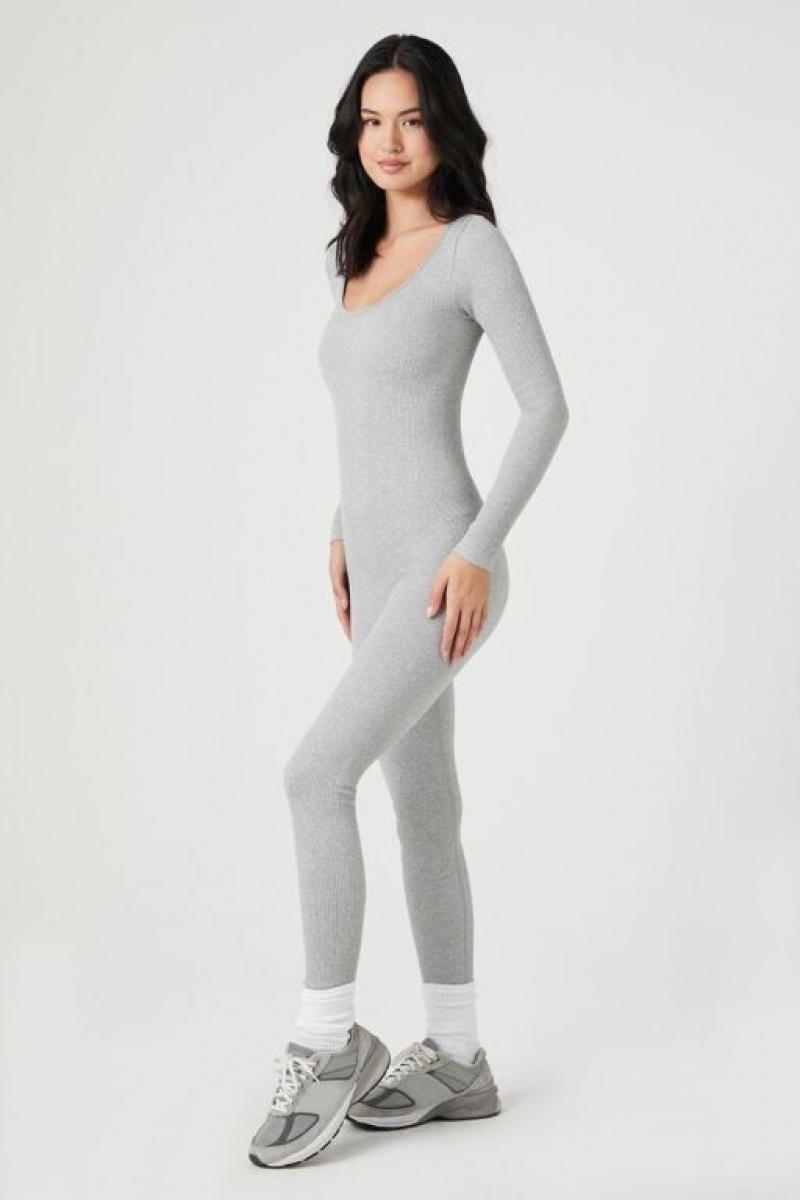 Jumpsuits Forever 21 Seamless Long Sleeve Jumpsuit Mujer Gris | fsn0t7oKYFr