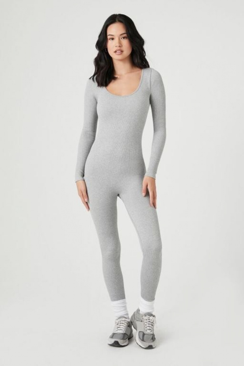 Jumpsuits Forever 21 Seamless Long Sleeve Jumpsuit Mujer Gris | fsn0t7oKYFr