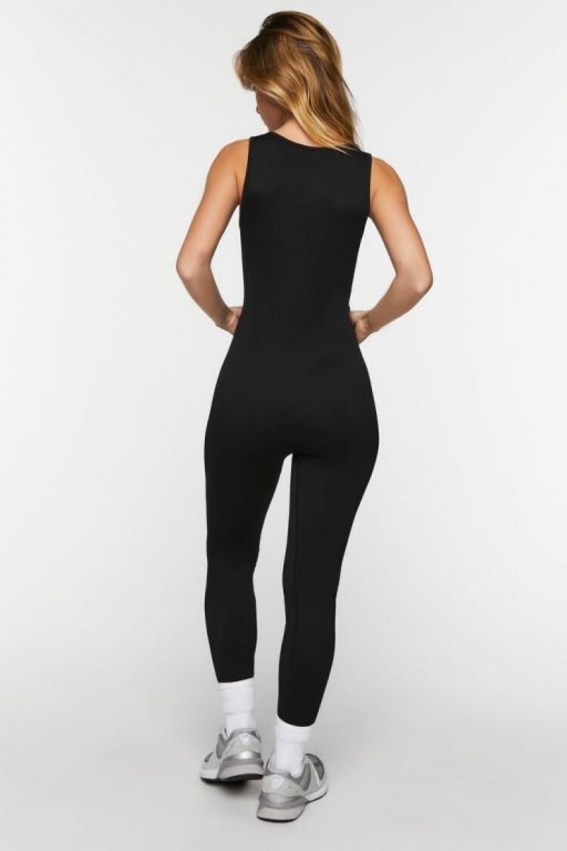 Jumpsuits Forever 21 Seamless Plunging Sleeveless Jumpsuit Mujer Negras | 3JbjVr88l0e