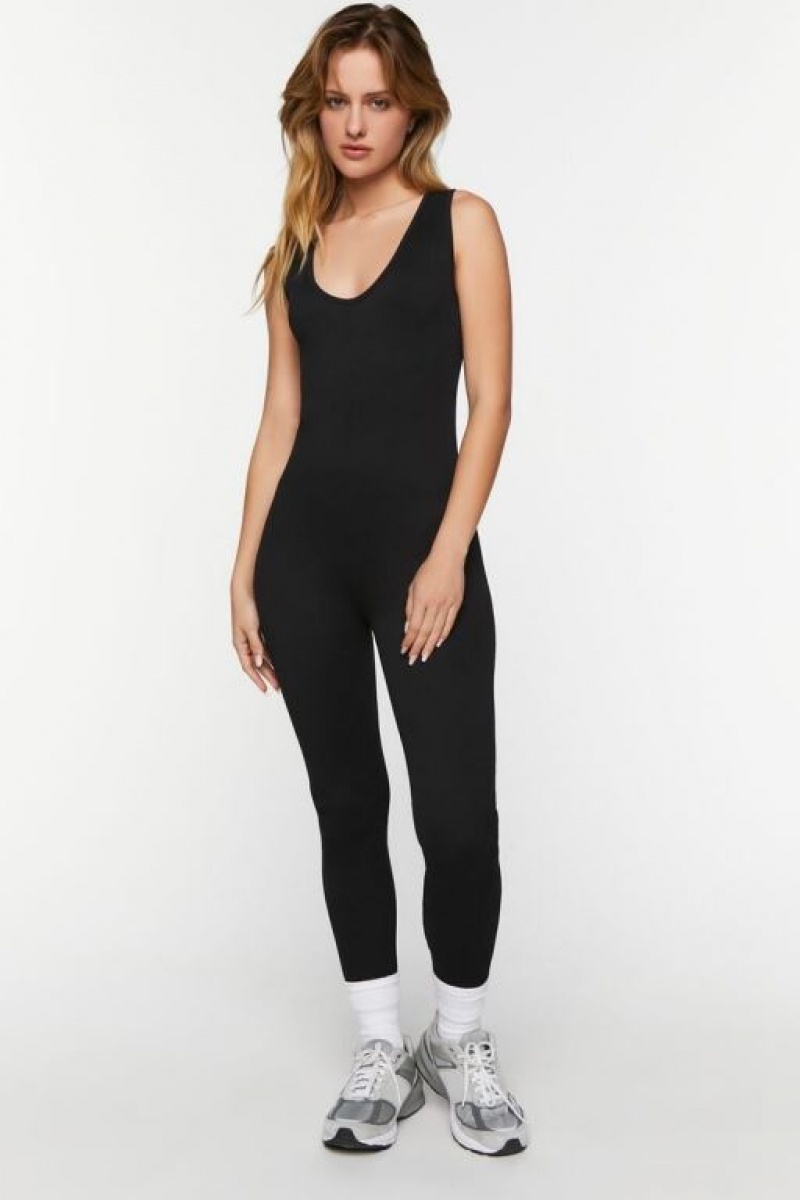 Jumpsuits Forever 21 Seamless Plunging Sleeveless Jumpsuit Mujer Negras | 3JbjVr88l0e