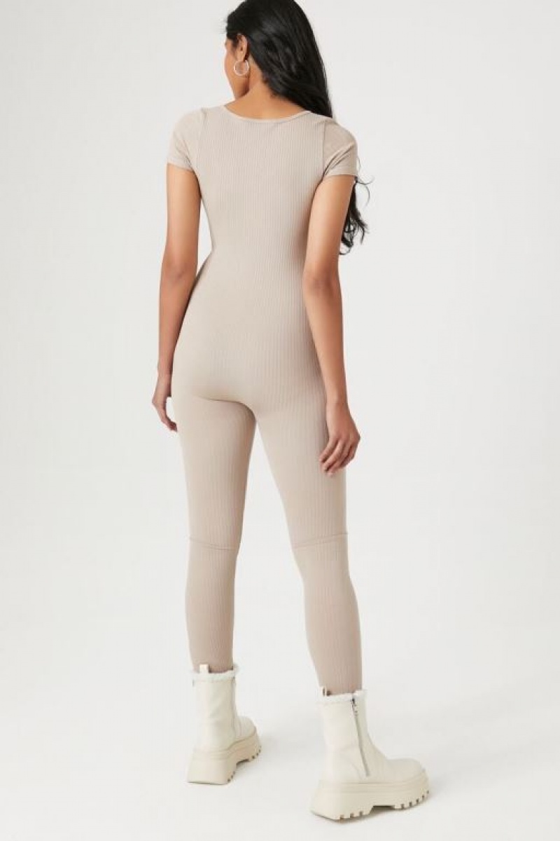 Jumpsuits Forever 21 Seamless Short Sleeve Jumpsuit Mujer Goat | DxUrWOZYTTk