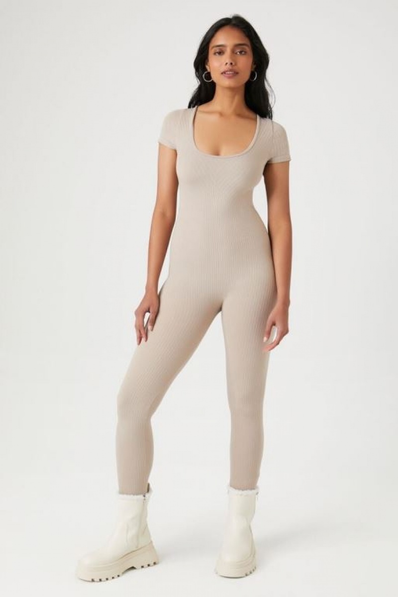 Jumpsuits Forever 21 Seamless Short Sleeve Jumpsuit Mujer Goat | DxUrWOZYTTk