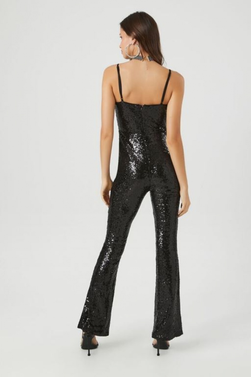 Jumpsuits Forever 21 Sequin Cami Flare Jumpsuit Mujer Negras | fUFdpWwYhYI