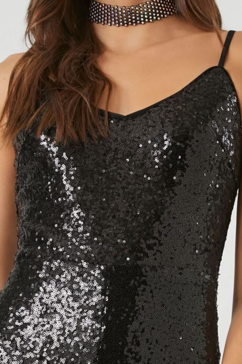 Jumpsuits Forever 21 Sequin Cami Flare Jumpsuit Mujer Negras | fUFdpWwYhYI