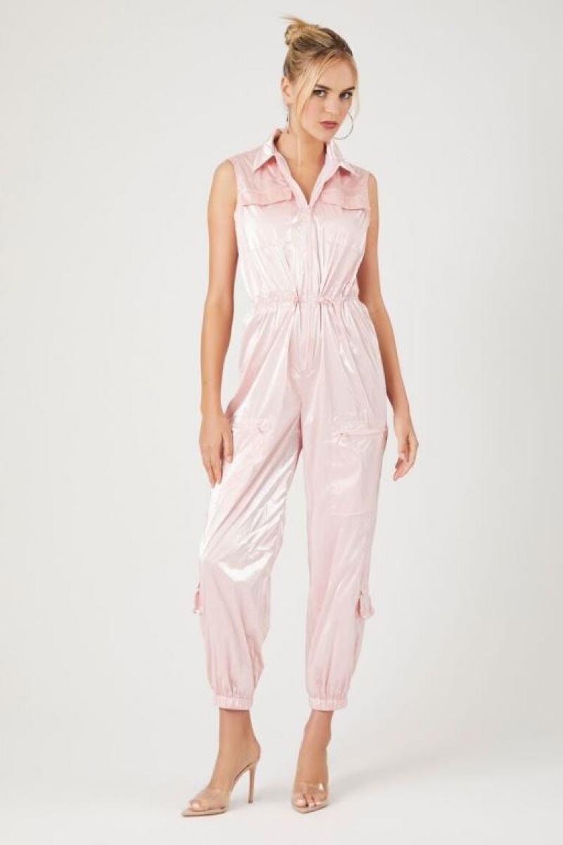 Jumpsuits Forever 21 Sleeveless Drawstring Jumpsuit Mujer Rosas | dKxwzkII4sw