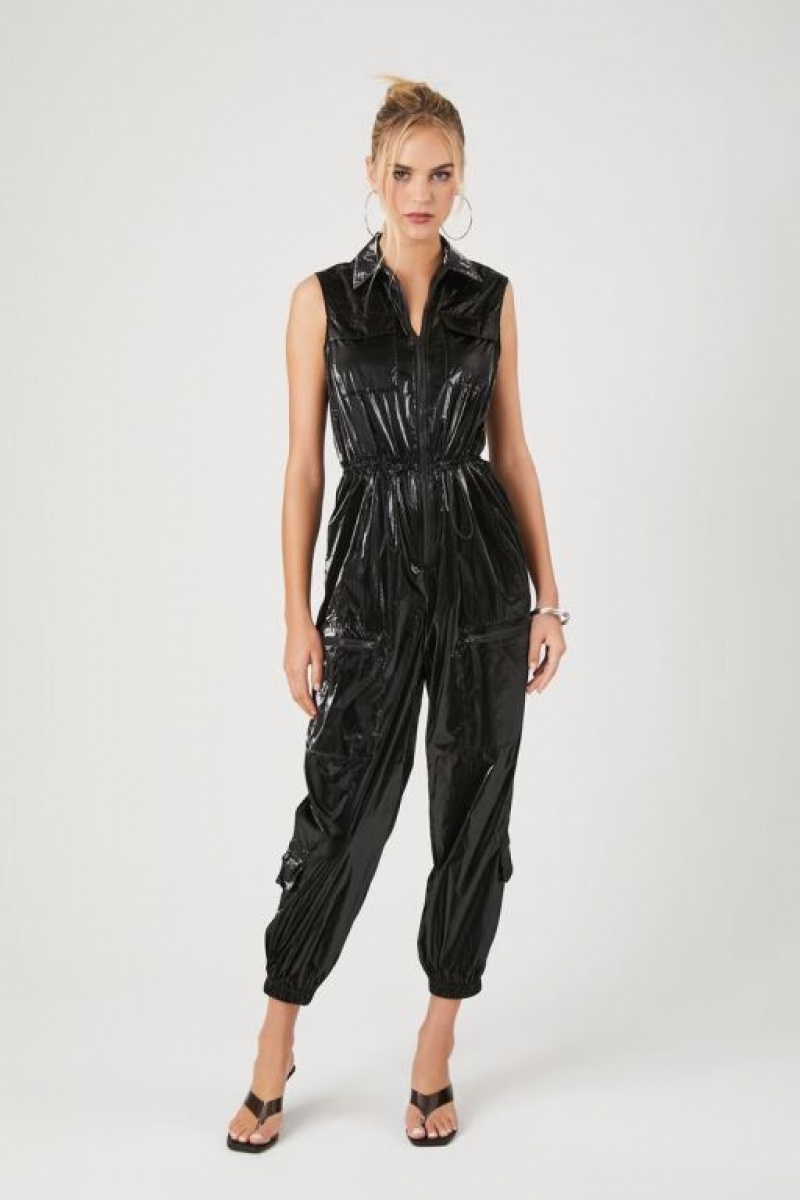 Jumpsuits Forever 21 Sleeveless Drawstring Jumpsuit Mujer Negras | FqcQLr33LLi